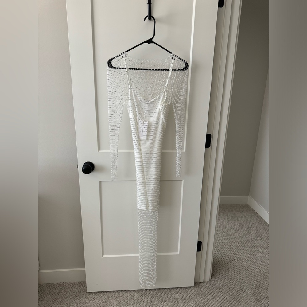 Vici White Beaded Maxi Dress
